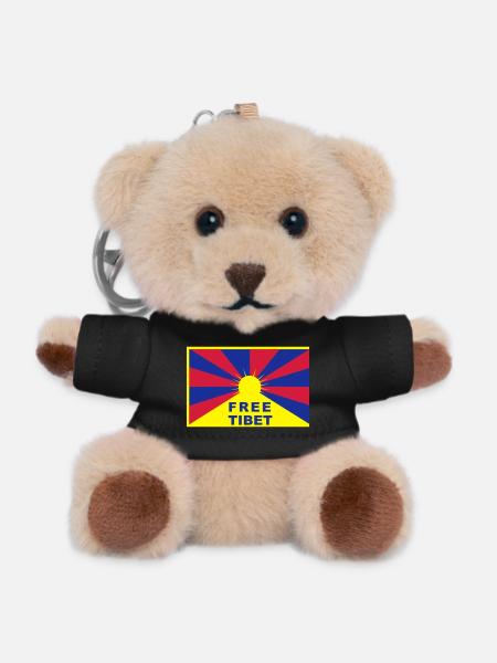 Free Tibet - Teddy Keyring - black