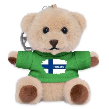 Finnland Flagge / Geschenk Helsinki Skandinavien - Teddy Schlüsselanhänger - Grün - Vorne