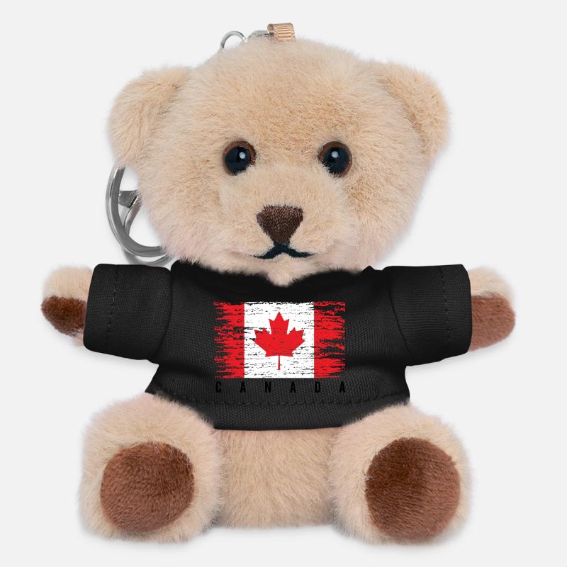Drapeau Canadien en Grunge - Porte-clés ourson - noir