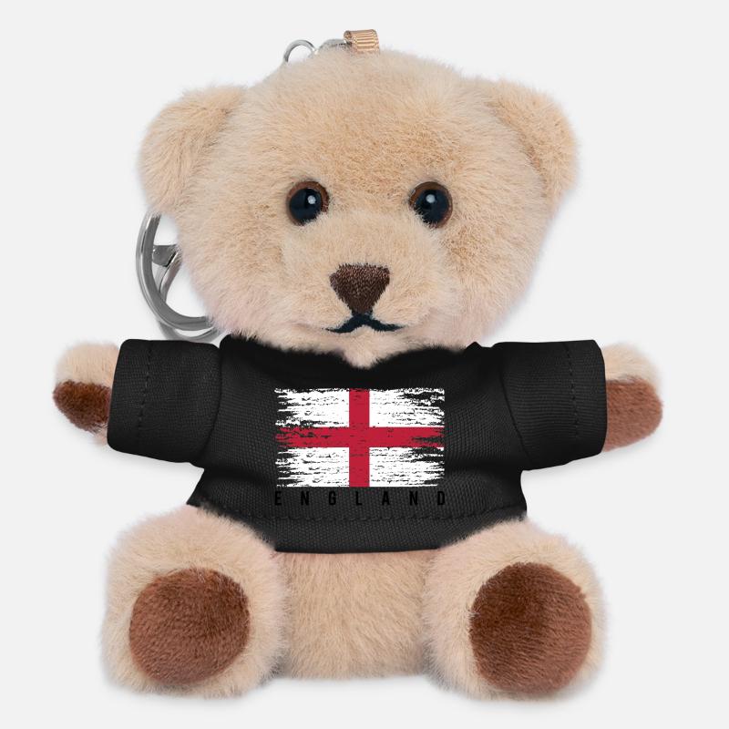 Distressed English Cross - Teddy Keyring - black