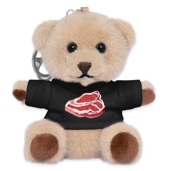 magnificent raw T Bone Steak for barbecues - Teddy Keyring - black - Front