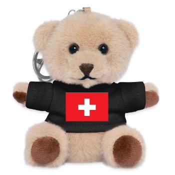 Minimalist Swiss Flag - Teddy Keyring - black - Front