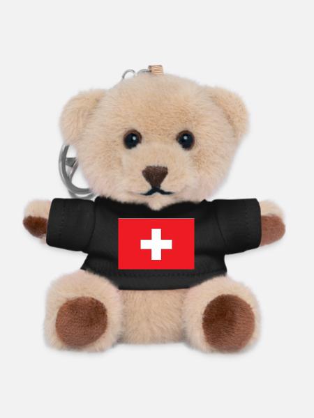 Minimalistische Schweizer Flagge - Teddy Schlüsselanhänger - Schwarz
