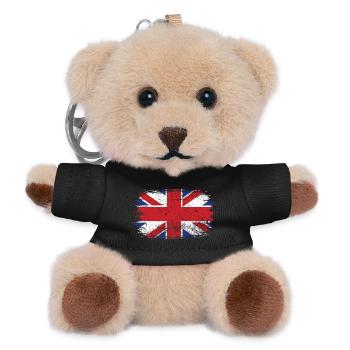 Pinselstrich Union Jack Flagge - Teddy Schlüsselanhänger - Schwarz - Vorne