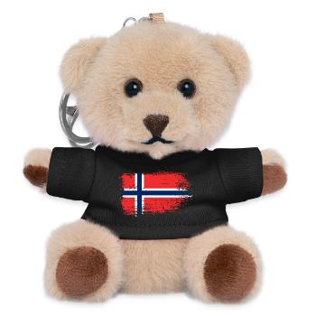 Norwegische Flagge Grunge Textur - Teddy Schlüsselanhänger - Schwarz - Vorne