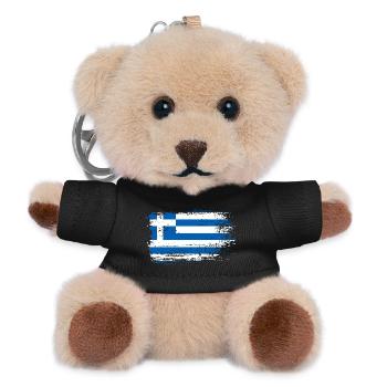 Grunge Greek Flag Sketch - Teddy Keyring - black - Front