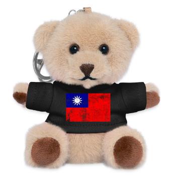 Taiwan Flag Flag Grunge Retro Vintage - Teddy Keyring - black - Front