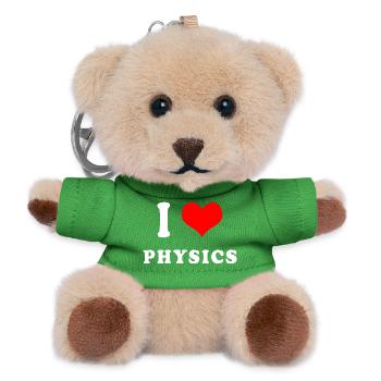 I love Physics - Teddy Keyring - green - Front