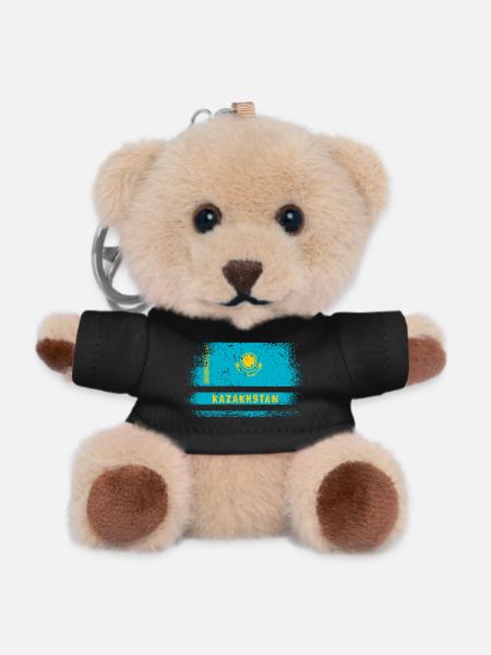 Kasachstan Vintage Flaggen Design - Teddy Schlüsselanhänger - Schwarz