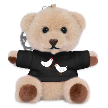 Poulet blanc, poulets blancs, poules, éleveurs de cadeaux - Porte-clés ourson - noir - Devant