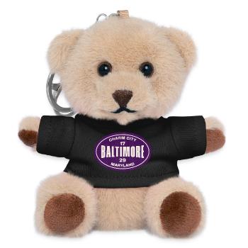 Baltimore Charm City Vintage Badge - Teddy Keyring - black - Front