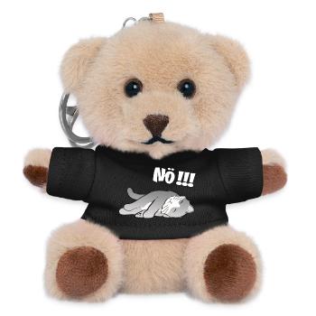 Schlafende Katze Nö!!! Nein Meinungsstabil - Teddy Schlüsselanhänger - Schwarz - Vorne