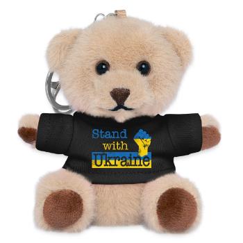 Stand with Ukraine! blue yellow - Teddy Keyring - black - Front