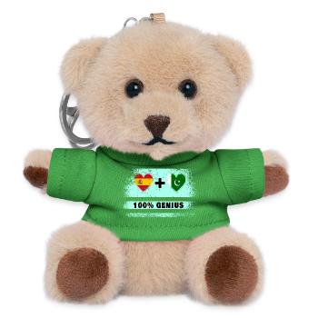 Spain and Pakistan flag 100% genius - Teddy Keyring - green - Front