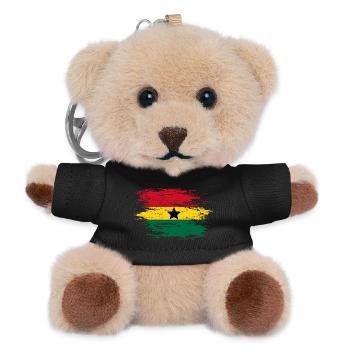 Drapeau de la carte du Ghana utilisé - Porte-clés ourson - noir - Devant