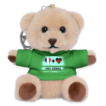 Hinweis Frankreich und Kenia 100% genial - Teddy Schlüsselanhänger - Grün - Vorne