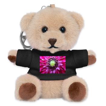 pinke Blume Blüte bunt rosa Poster - Teddy Schlüsselanhänger - Schwarz - Vorne