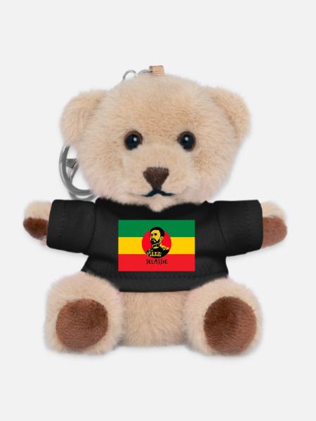 REGGAE FLAG - HAILE SELASSIE - JAH RASTAFARI - Teddy Keyring - black