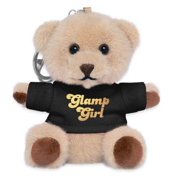 Glamping Camping Gold Girl Frau Urlaub Camper Fan - Teddy Schlüsselanhänger - Schwarz - Vorne