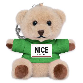 Nice place name sign - Teddy Keyring - green - Front