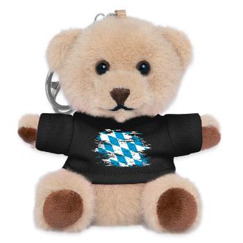 Bayern Flagge used - Teddy Schlüsselanhänger - Schwarz - Vorne