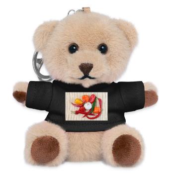 Colorful chili peppers and garlic - Teddy Keyring - black - Front