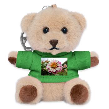 Biene, Honigbühne auf bunter Blüte, Dahlie - Teddy Schlüsselanhänger - Grün - Vorne