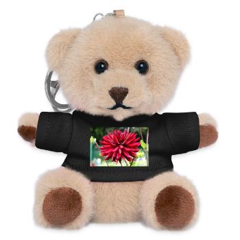 Dahlie rot Blüte ,Blume - Teddy Schlüsselanhänger - Schwarz - Vorne