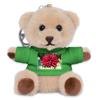 Dahlie rot Blüte ,Blume - Teddy Schlüsselanhänger - Grün - Vorne