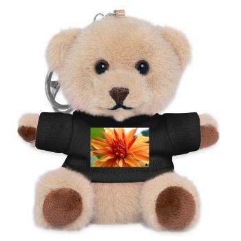 Dahlia Orange Salmon Blossom ,Flower - Teddy Keyring - black - Front