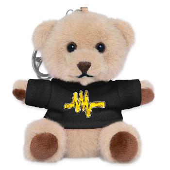 Herzschlag Ornament Symbol Puls Linie - Teddy Schlüsselanhänger - Schwarz - Vorne