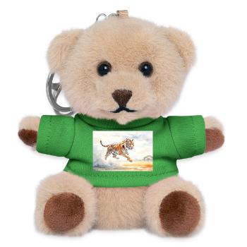 Tiger in Action - Teddy Keyring - green - Front