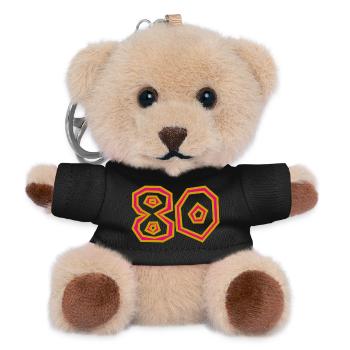 80. 80 JAHRE. 80-JÄHRIGES JUBILÄUM. 80-JÄHRIGES JUBILÄUM. - Teddy Schlüsselanhänger - Schwarz - Vorne