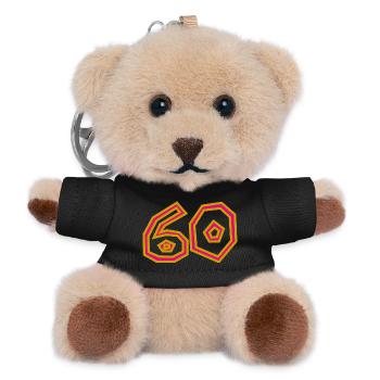 60. 60 JAHRE. 60-JÄHRIGES JUBILÄUM. 60. GEBURTSTAG. - Teddy Schlüsselanhänger - Schwarz - Vorne
