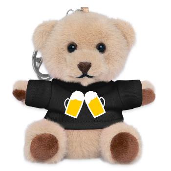Bier Biergläser Vatertag Geschenk Vater Papa - Teddy Schlüsselanhänger - Schwarz - Vorne