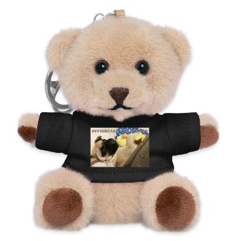 Schäfchen Plüschtier mit US Flagge Design - Teddy Schlüsselanhänger - Schwarz - Vorne