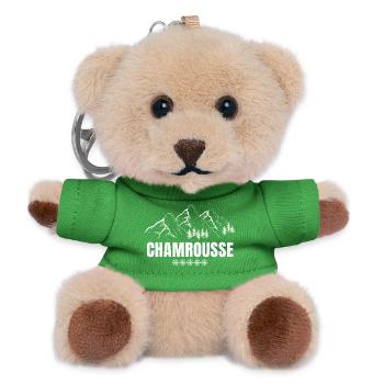 Chamrousse, station de ski, domaine skiable - Porte-clés ourson - vert - Devant