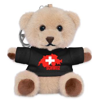 Flagge der Schweiz, Schweizer Stolz - Teddy Schlüsselanhänger - Schwarz - Vorne