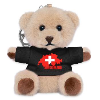 Schweizer Stolz, Flagge der Schweiz - Teddy Schlüsselanhänger - Schwarz - Vorne