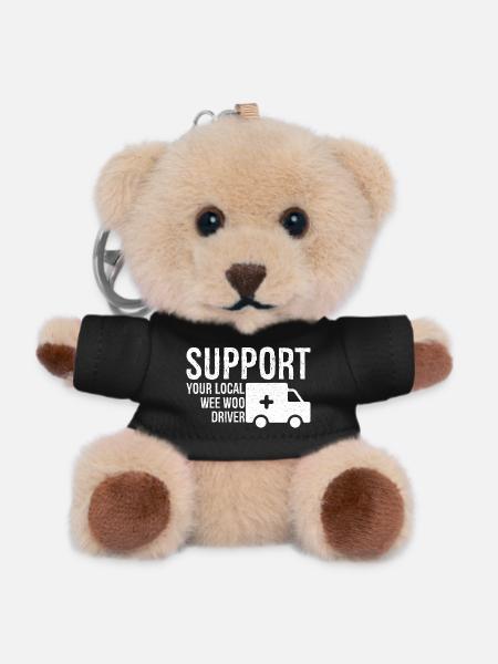 support your local wee woo driver - Teddy Keyring - black