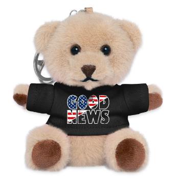 GOOD NEWS Stars and Stripes Bible Verse Gospel - Teddy Keyring - black - Front