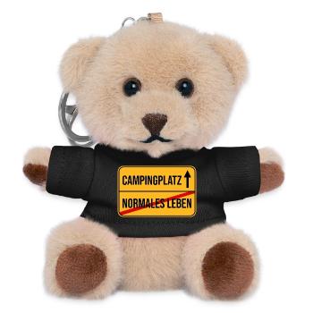Campingplatz Warnhinweis Design - Teddy Schlüsselanhänger - Schwarz - Vorne
