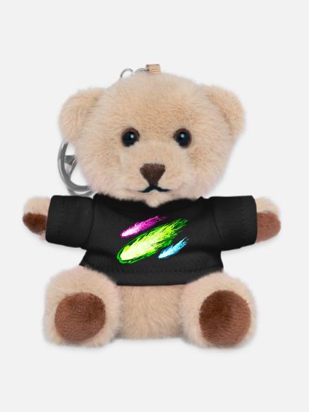 Explosion von bunten Drachen - Teddy Schlüsselanhänger - Schwarz