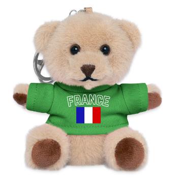 France – Drapeau Français - Porte-clés ourson - vert - Devant