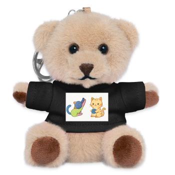 Playful Kitty and Yarn Duo - Teddy Keyring - black - Front