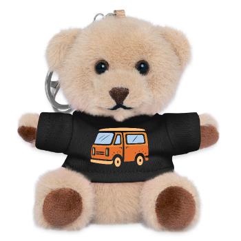 Retro Camper Van Cartoon Illustration - Teddy Keyring - black - Front