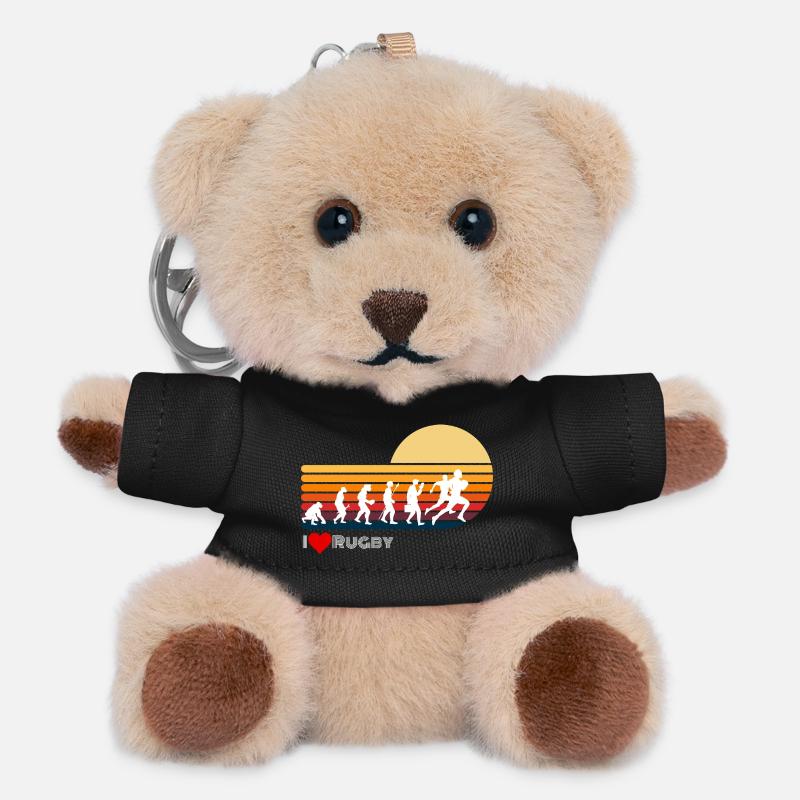 Rugby Retro Evolution Sonnenuntergang - Teddy Schlüsselanhänger - Schwarz