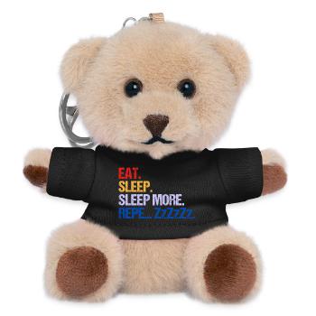 EAT SLEEP SLEEP MORE ZzZzZ - Teddy Keyring - black - Front