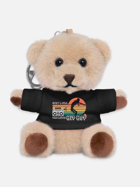 Girl loves hip hop retro rap streetwear - Teddy Keyring - black