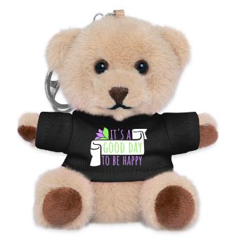 Good Day Be Happy Positive Motivation Happiness Saying - Teddy Keyring - black - Front